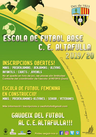Cartell Escola Futbol Altafulla 2019/2020