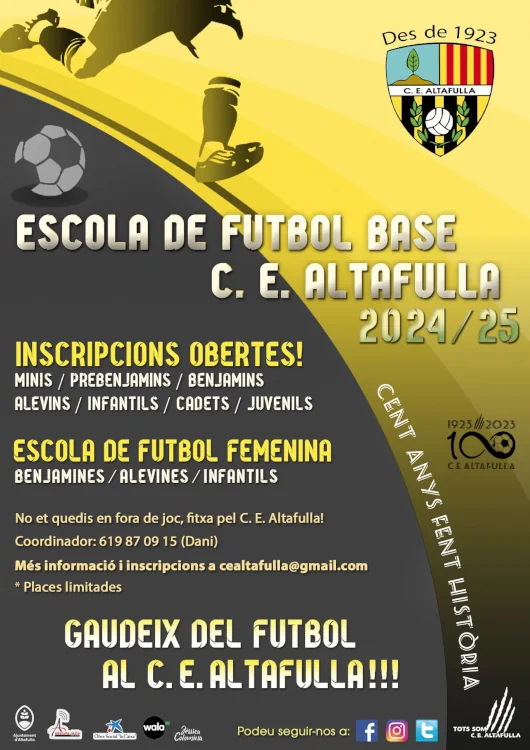 Inscripcions escola futbol base CE Altafulla 24/25 obertes